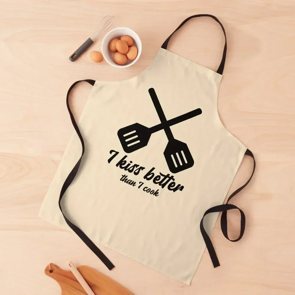 Funny Kiss Cooking Chef Meme Black Downward Spatula Apron Men's Kitchen Kids Women Kitchen'S Apron