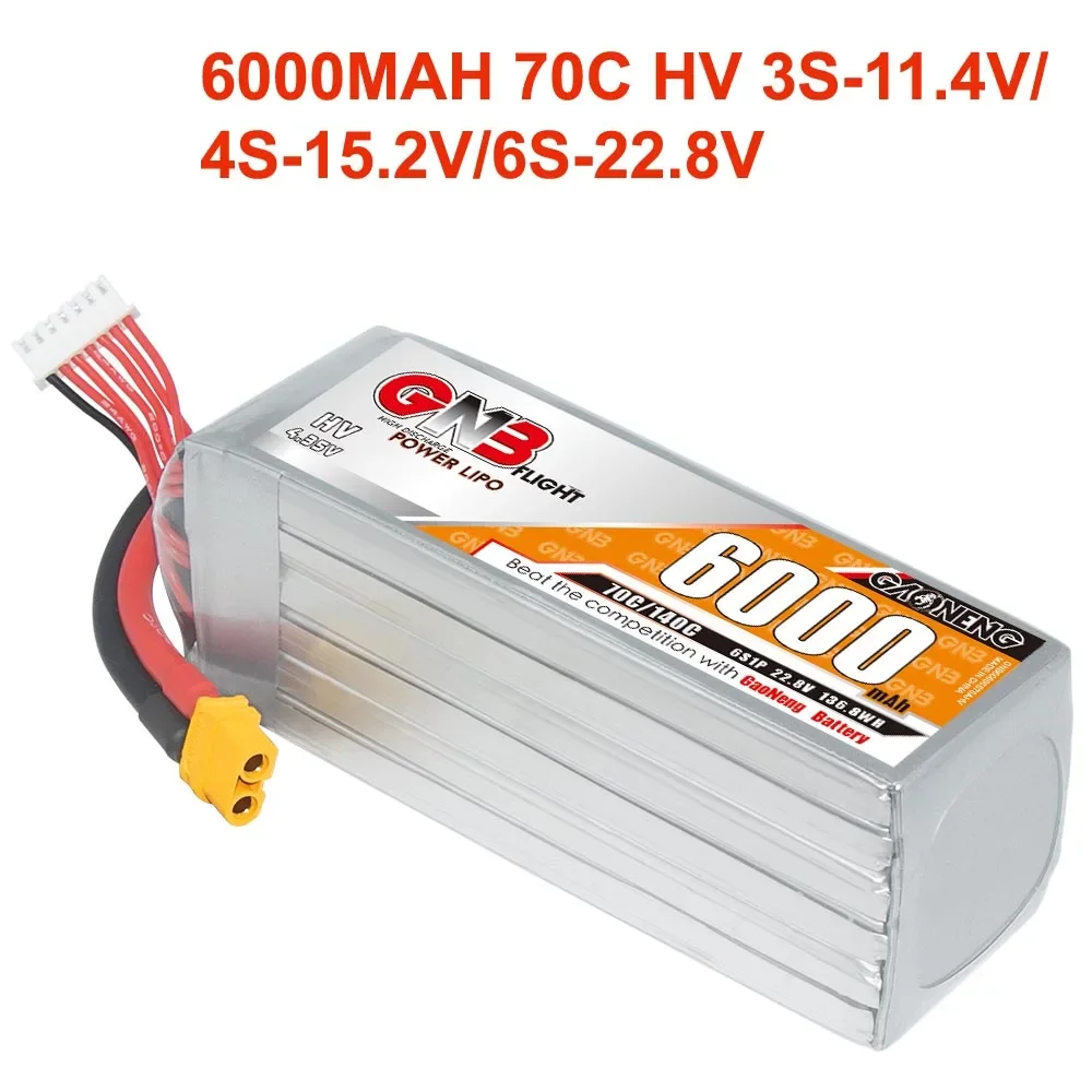 

GNB 6000mAh HV 70C 3S-11.4V 4S-15.2V 6S-22.8V Light Weight LIHV Lipo Battery XT60 Plug For FPV Drone RC Helicopter UAV Parts