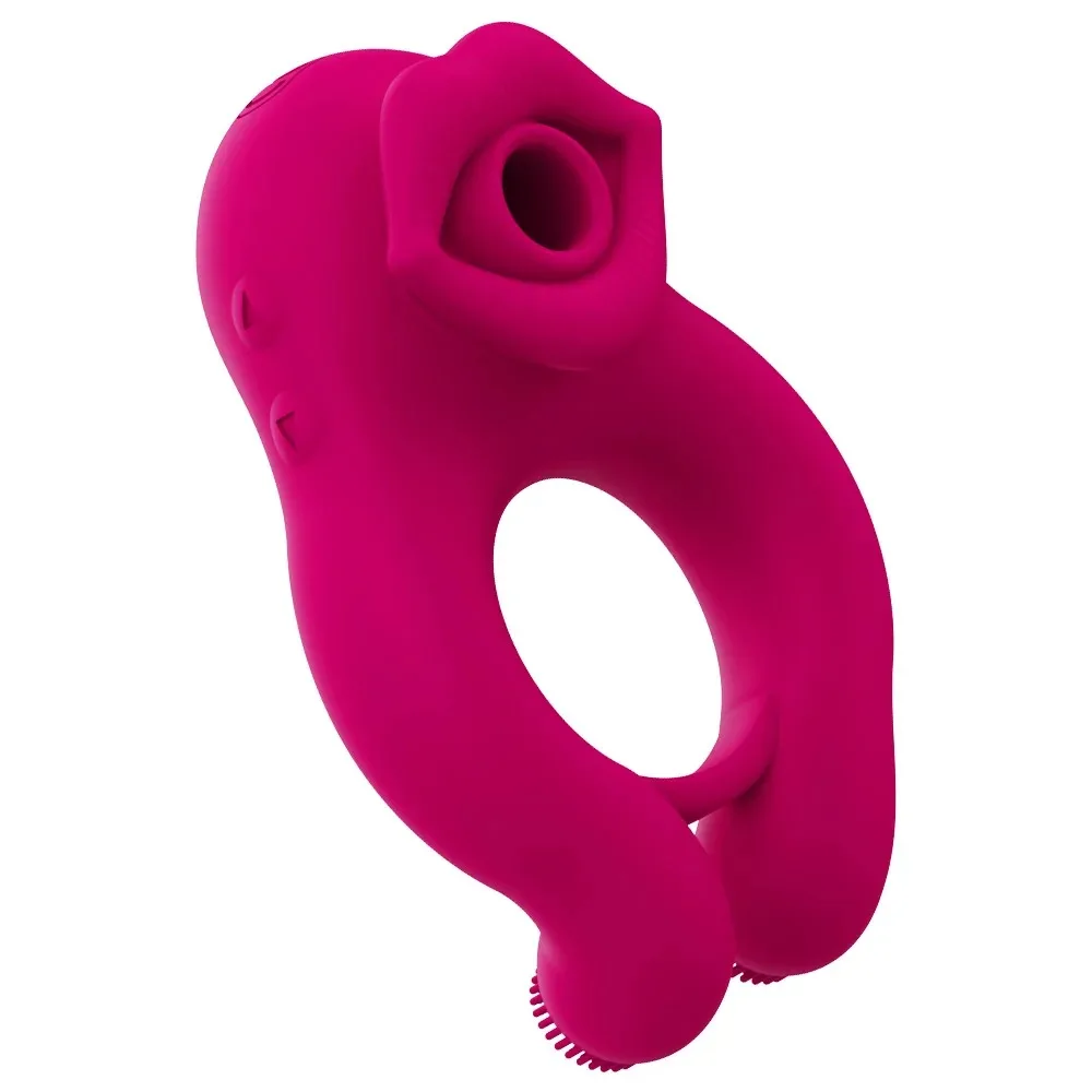 Sucking Tongue Licking Clit Stimulator Delayed Ejaculation CockRing Clitoral Stimulator Scrotum Massager Erotic SexToy forCouple