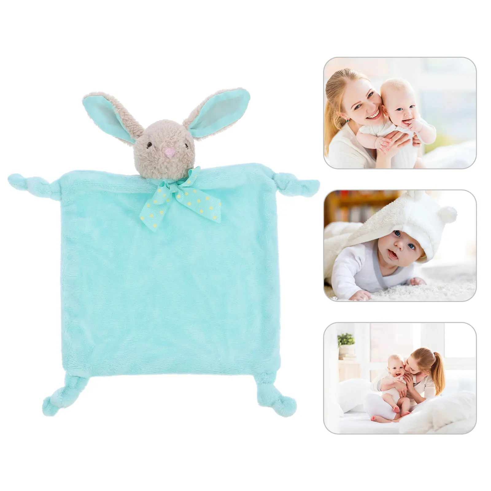 1 個ベビーなだめるタオルソフト幼児快適布なだめる歯が生えるタオル肌に優しい赤ちゃんなだめるおしゃぶり漫画ウサギ