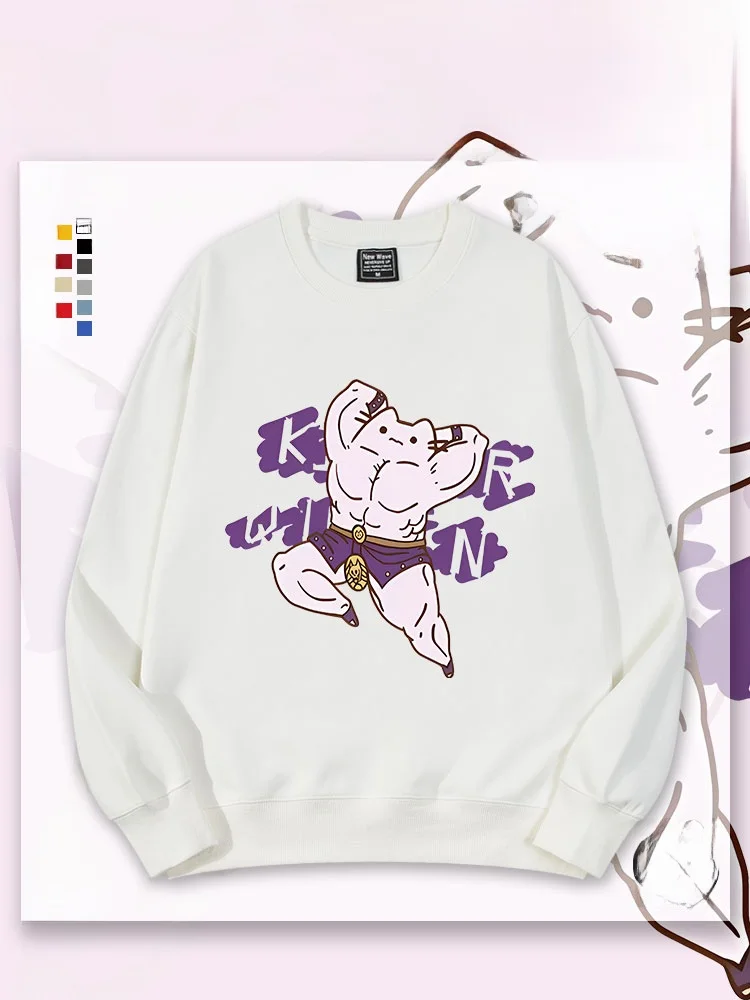 

Свитшот JOJO Queen Collaborative Fat Cartoon с круглым вырезом, повседневный, свободного кроя, из хлопка и полиэстера, молодежный, модный, весна-осень