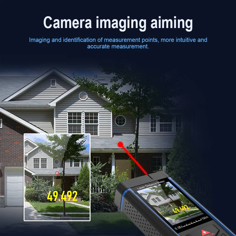 BOAYAL Laser Distance Meter 328ft 492ft 656ft with Camera Viewfinder Angle Sensor Outdoor Laser Measuring Tool
