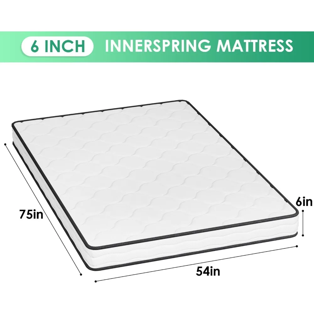 مرتبة هجينة متوسطة الحجم مقاس 6 بوصات باللون الأبيض - إسفنج عالي الكثافة وغطاء مسامي متضمن #2