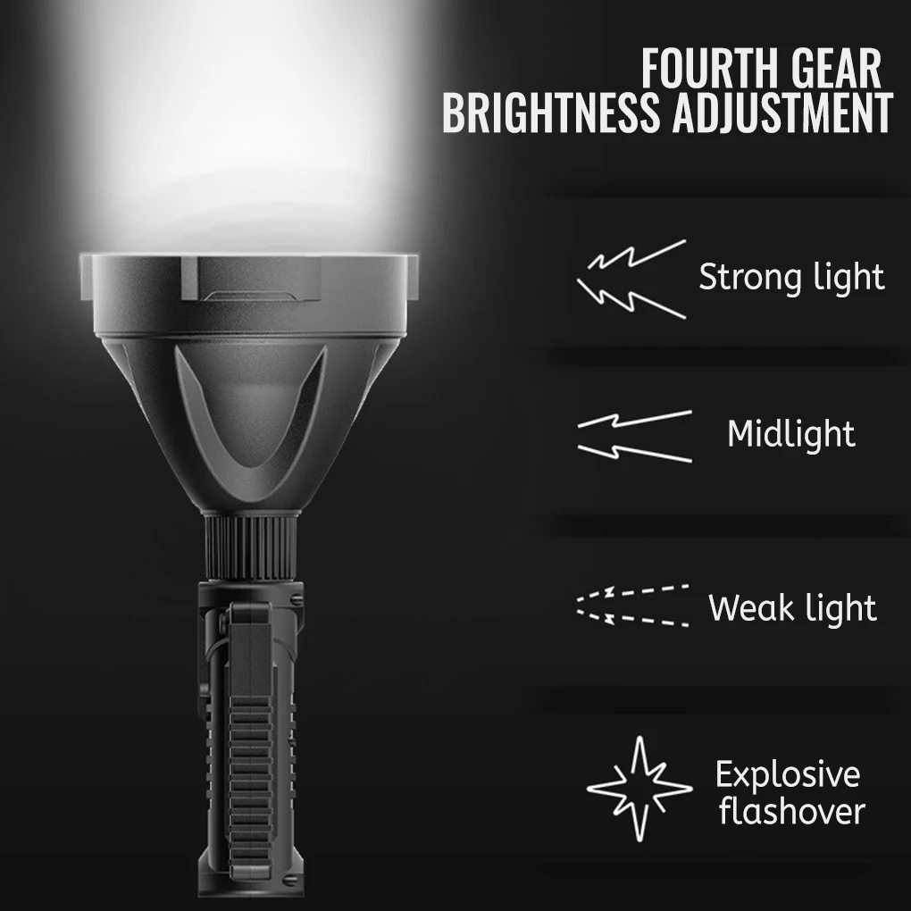 P70 LED Flashlight Super Bright High Lumens 4 Mode Adjustable Battery Display with Tripod for Patrol Camping Accessories