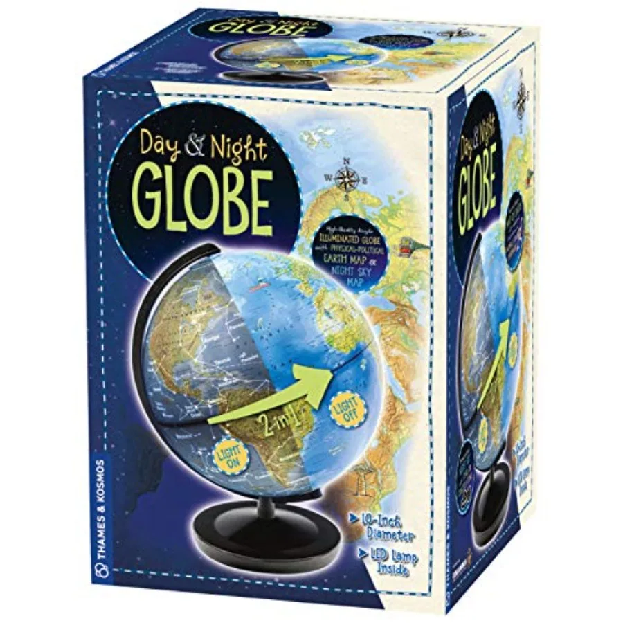 

Day and Night Globe - Handcrafted Acrylic - Made in Germany by Columbus Globes - 10 inch Illuminated LED Light-up with Night Sk