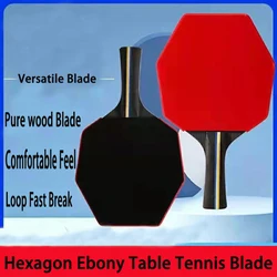 Hexagon Ebony Table Tennis Blade 7 Layers Pure Wood Loop Fast Break Comfortable Ping Pong Racket with Rubber for Player Train
