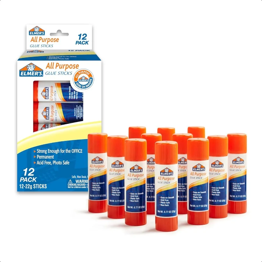 

Elmer's 12Count AllPurpose Glue Sticks 22 Grams Clear Washable nToxic Ideal for Household Classroom Craft Use