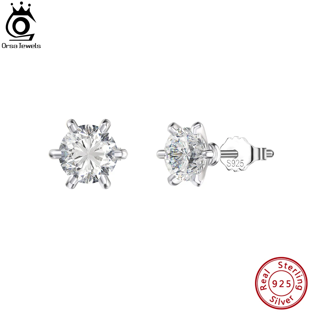 

ORSA JEWELS 925 Sterling Silver Brilliant Round Faux Diamond Halo Premium 8A Cubic Zirconia Earrings Wedding Jewelry Gift LZE07