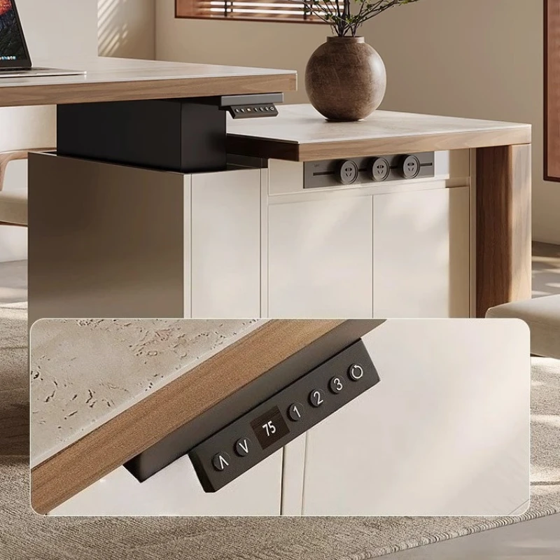 Island Dining Table Integrated French Cream Style Retractable Household Lift Dining Table And Chairs Minimalist Modern Rectangle