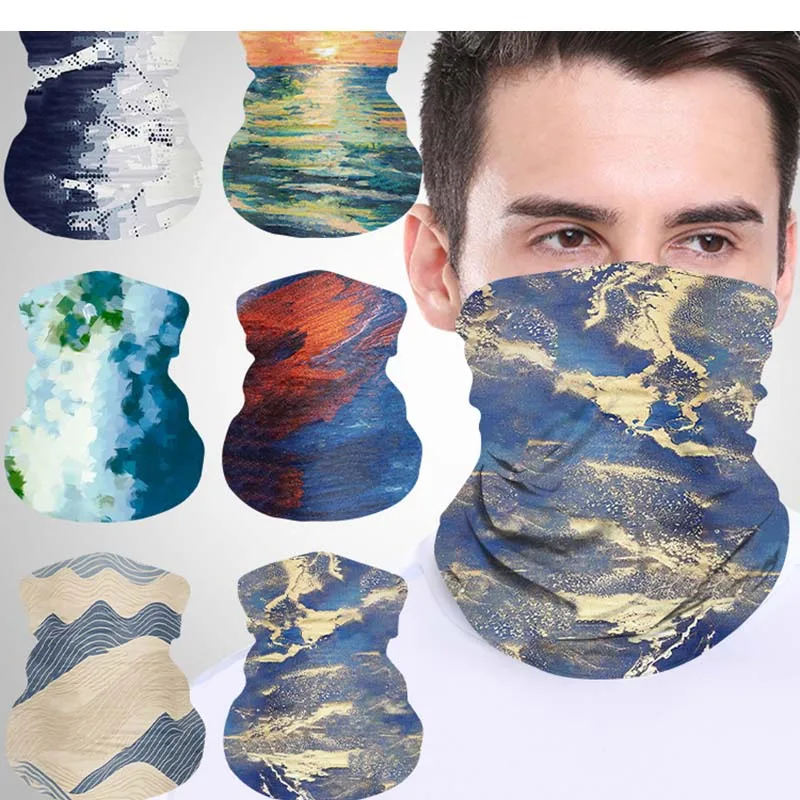 Fashion New Outdoor Sports Milk Silk Sun Protection Scarf Art Print Headscarf Outdoor Sports Anti-UV Cycling Neck Cover Mask