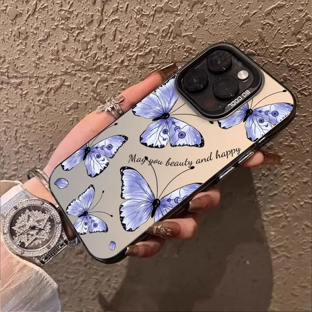 Case For Xiaomi Redmi Note 13 12 Pro Plus 12 13 Pro Redmi Note 12S 13R 12R Silver IMD Phone Funda Luxury Fashion Butterfly Cover