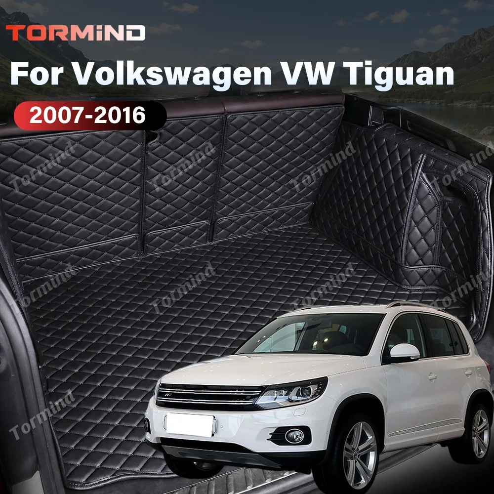 Tormind For Volkswagen VW Tiguan MK1 5-Seat 2007-2016 Car Trunk Mats Carpet Cargo Liner Car Backrest Pad Interior Accessories