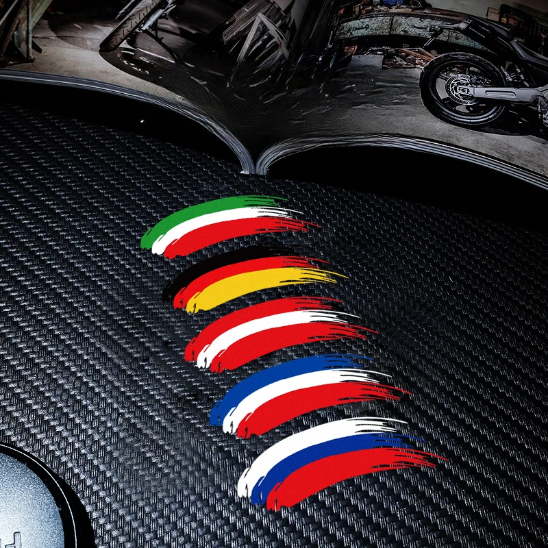 1PC Tricolor Flag Motorcycle Stickers Waterproof DIY Motorbike Side Panels Fuel Tank Fairing Moto Helemt Vinyl Decals Decoration