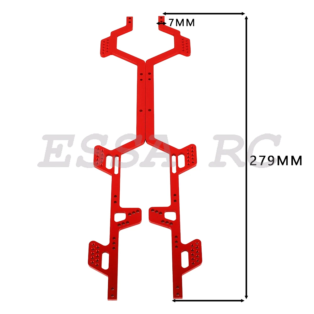 Zestaw bocznych szyn dźwigni podwozia ze stopu aluminium lub mosiężna oś środkowa DIY dla 1/18 RC TRX-4m TRX4m do be 6X6 Części do modernizacji ramy