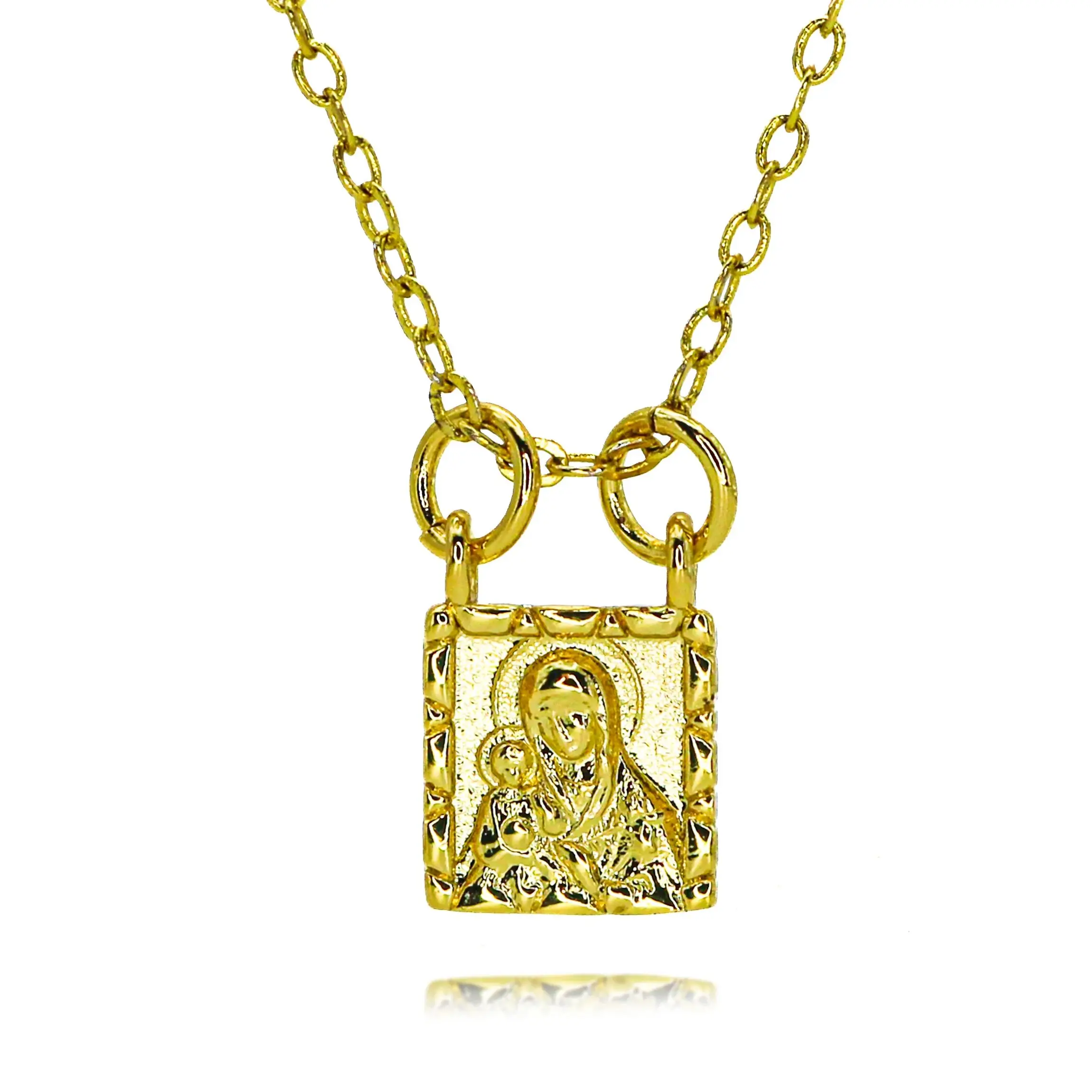 Gold Plated Our Lady of Tenderness Square Charms for DIY Jewelry Making Religious Byzantine Pendant Orthodox Jewelry Gifts