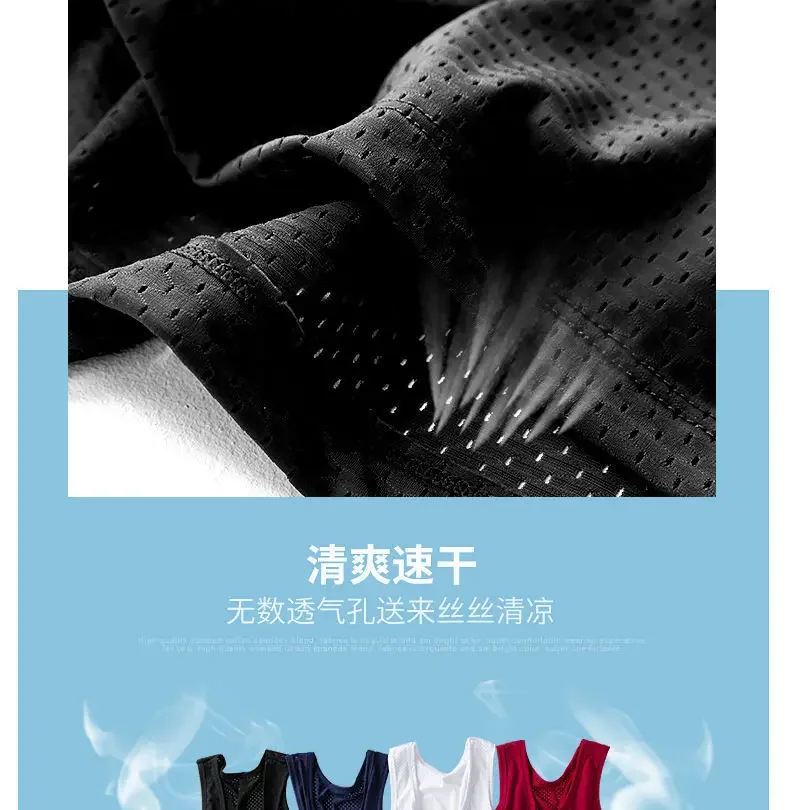 Mens Mesh Vest Ice Silk Quick-drying Bodybuilding Tank tops Fitness Muscle Sleeveless Narrow Men Vest Fitness Casual Sport Tops image 5