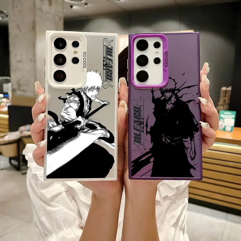 Anime B-Bleach Phone Case Laser Matte Case for Samsung S25 S24 S23 S22 S21 Ultra Plus Shockproof Hard Back Cover