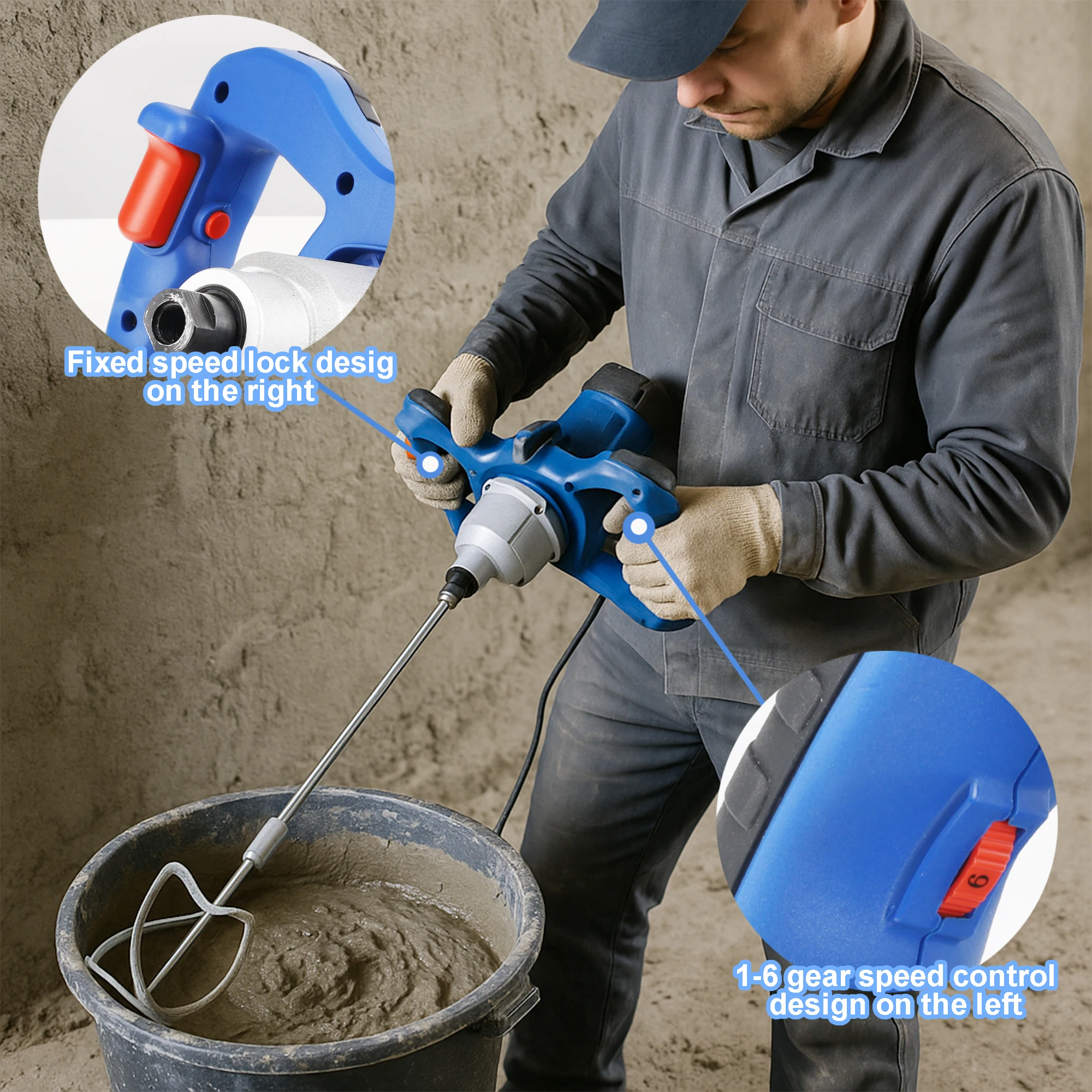 خلاط كهربائي عالي الطاقة قابل للتعديل بسرعتين 1300 وات، مثقاب خلط كهربائي، أداة خلط، تستخدم للملاط والطلاء والأسمنت والجبس