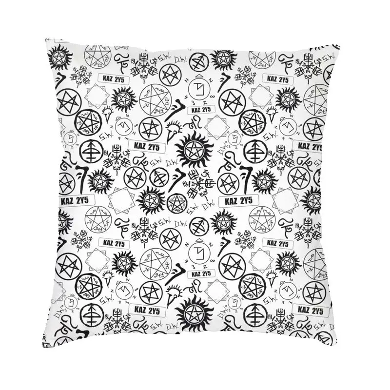 

Supernatural Symbols Pattern Cushion Cover Double-sided Printing TV Show Throw Pillow Case for Car Fashion Pillowcase Home Decor