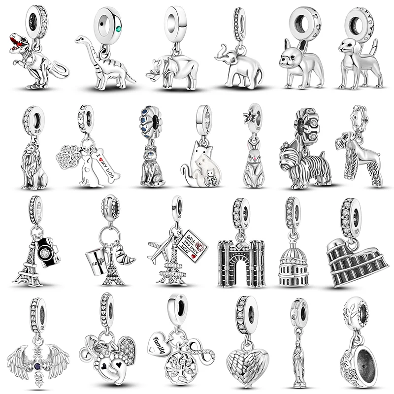 

925 Sterling Silver Animal World Pendant Christ the Virgin Charm Colosseum Beads Fits Original Brand Bracelet Diy Making Gifts