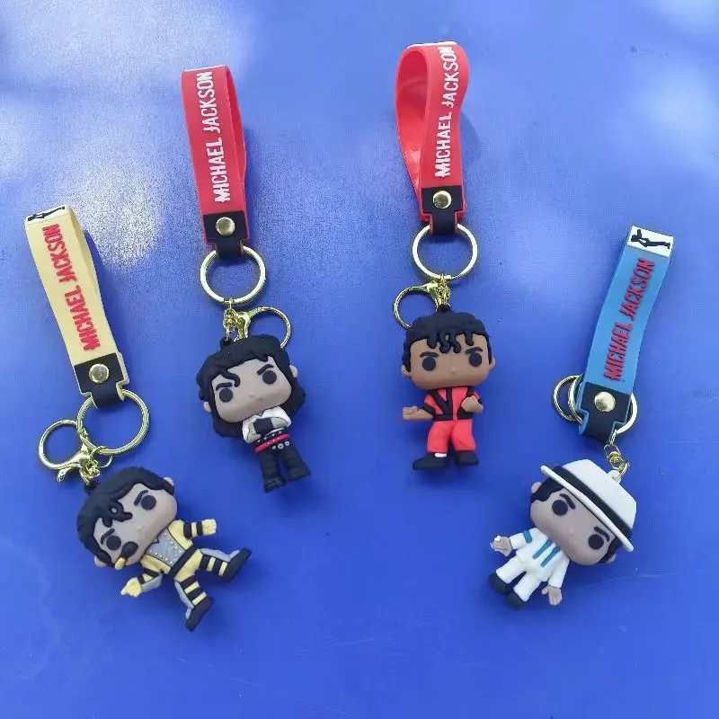 4 Styles King of Dance Jackson Keychain Classic Singer Key Ring Holder Pendant Key Chains Michael Jackson Men's and Women's Gift