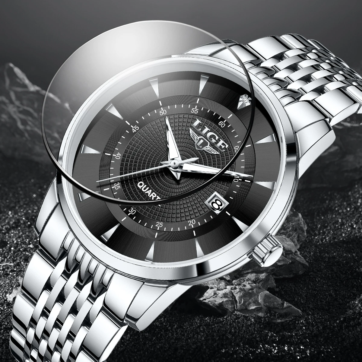 

LIGE Luxury Men's Watch Waterproof Luminous Versatile Quartz Watch Stainless Steel Fashion Business Watch Relogio Masculino