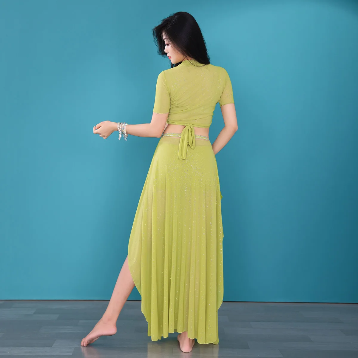 Traje de dança do ventre verão prática terno conjunto fio água dança oriental mesa desempenho terno grupo terno