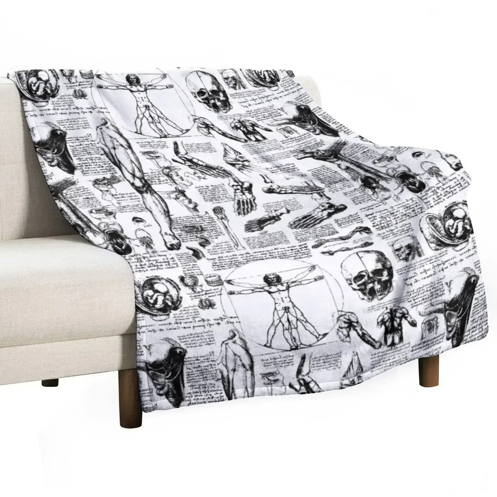 Da Vinci's Anatomy Sketches Throw Blanket Decorative Sofa Personalized Gift Furrys Blankets