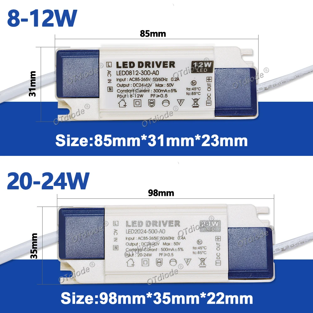 Sterownik LED Zasilacz 10W 20W 30W 40W 50W Transformatory oświetleniowe DC24-42V AC85-265V Do oświetlenia panelu Liffud Brak migotania