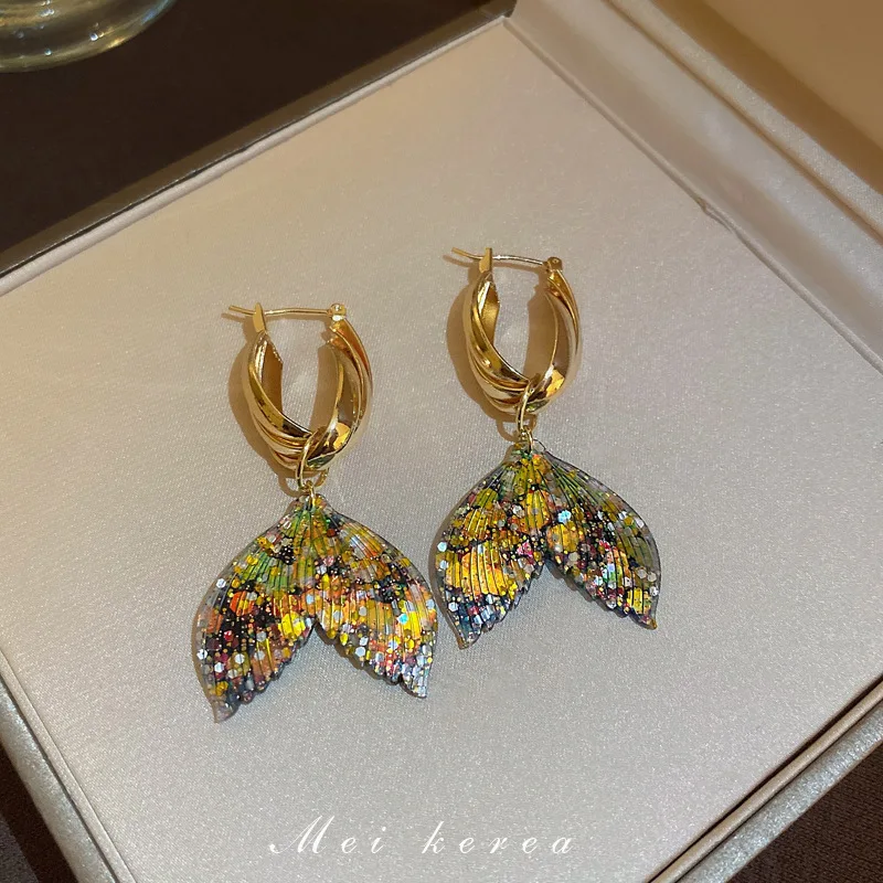 

New Advanced Beauty Fishtail Earrings Ins Minority Unique Design Sense Earrings Earrings Personalized Creative Earrings