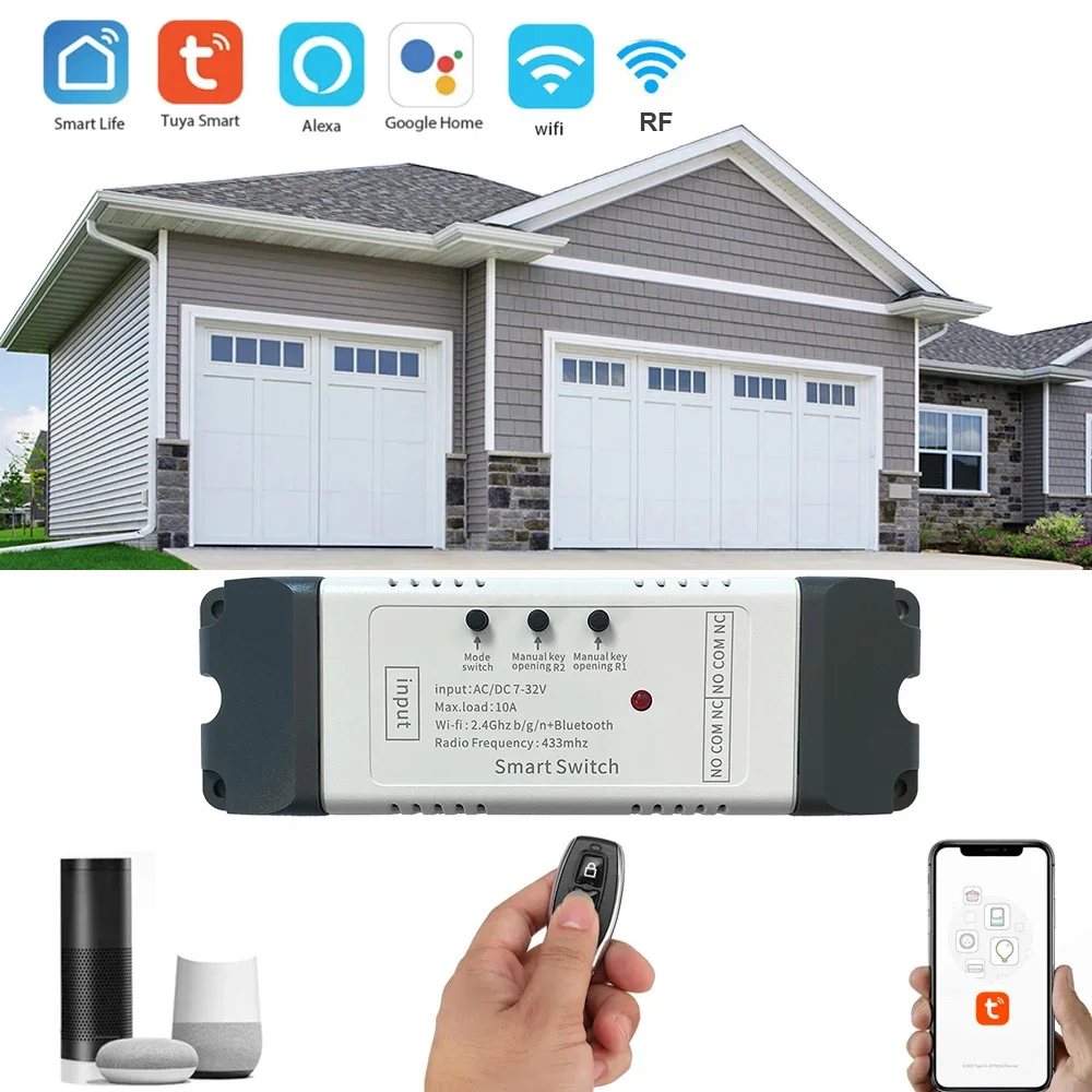 2CH Tuya APP Wifi Wireless Smart Switch Module 433 Remote Control Smart Home Garage Universal Remote Relay Alexa Google Home