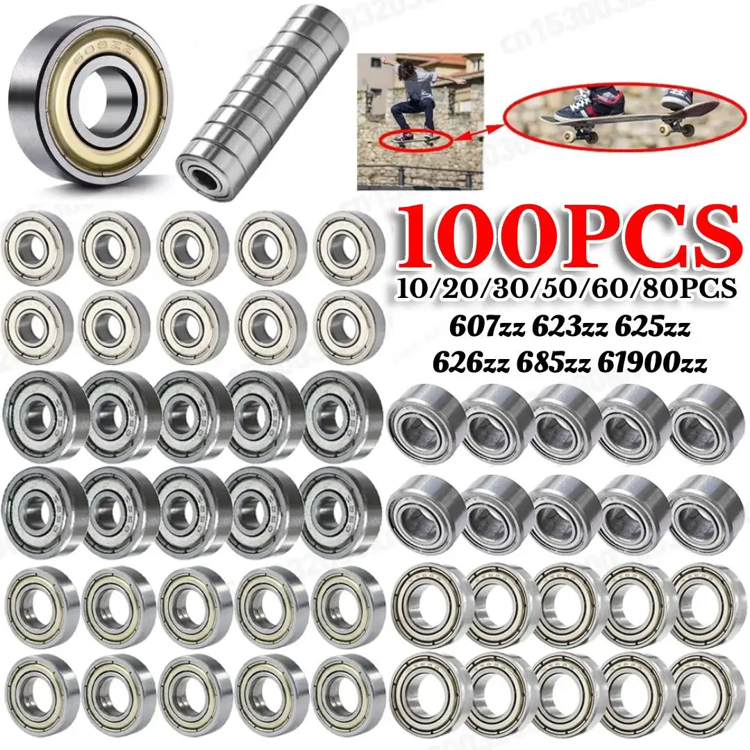 10-100 Uds rodamiento rígido de bolas 607zz 623zz 625zz 626zz 685zz 61900zz doble blindado miniatura de acero con alto contenido de carbono de una sola fila