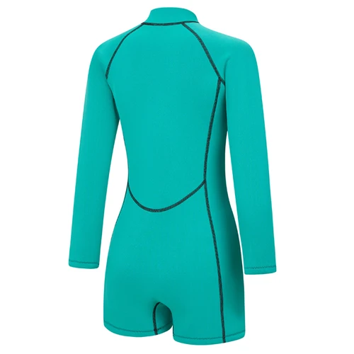 Imagen 2 del producto Traje de neopreno de una pieza de 2,5mm para mujer, mono con cremallera de manga larga y cuello levantado para natación al aire libre, surf, snorkel y buceo