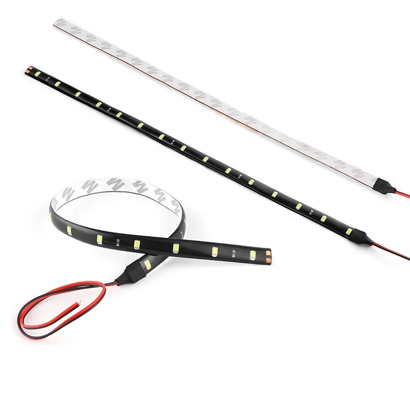 2PCS Car Ambient Decorative LED Strip Light Auto DRL Styling Flexible Atmosphere Lights 12V 15 SMD 30CM White Red Yellow Bule