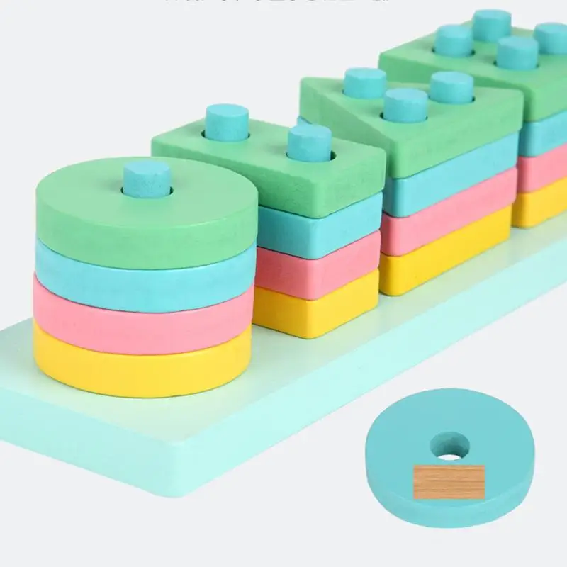 Kolorowe puzzle do sortowania kształtów Zabawki Montessori dla małych dzieci i dzieci w wieku przedszkolnym Dopasowywanie umiejętności motorycznych na 1 rok