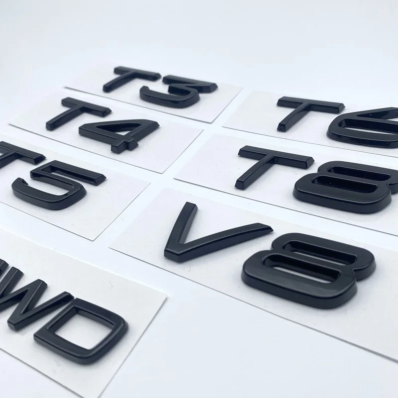 Glossy Black Emblem B5 B6 T3 T4 T5 T6 T8 V8 D3 D4 D5 D6 AWD Car Trunk Letters Emblem for VOLVO XC90 XC70 XC60 XC40 Car Stickers