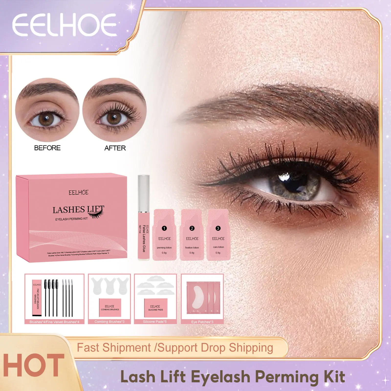 

EELHOE Lash Lift Kit Lifting Brow Eyelash Enhancer Semi-Permanent Lasting Eyelash Lifting Lash Perm Natural Eyelash Makeup Tools