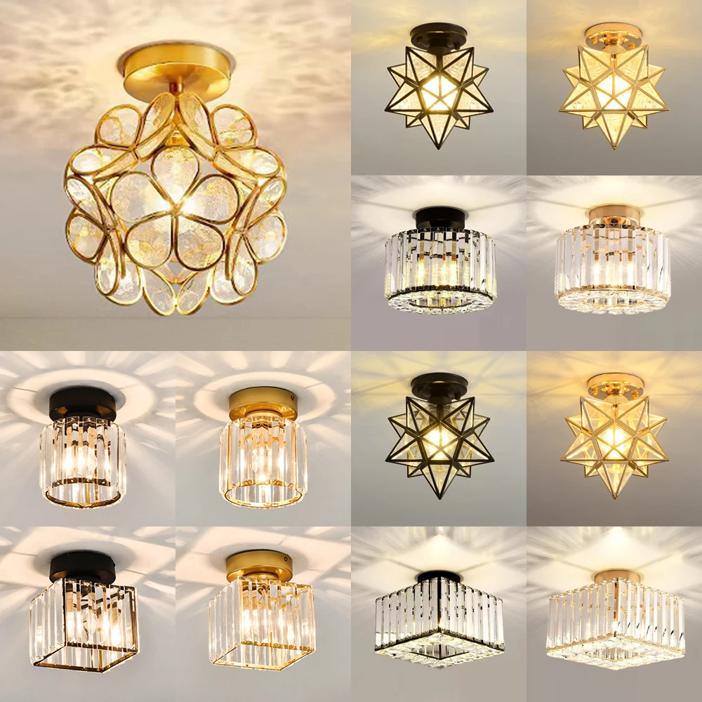 

Modern Glass Crystal Ceiling Lamp Led Ceiling Chandelier Light for Dining Room Bedroom Corridor Aisle Indoor Lighting Home Decor