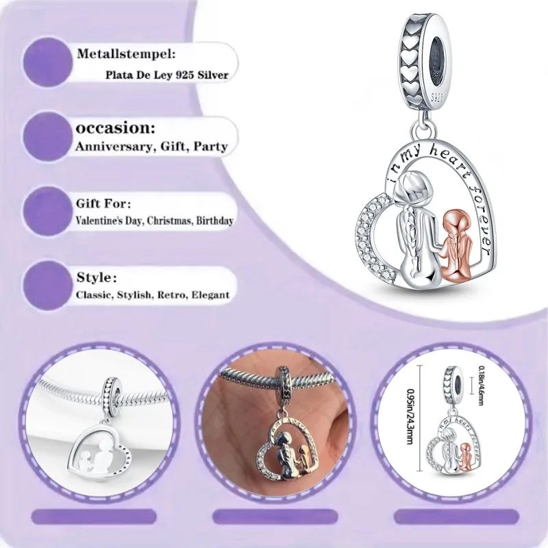 

Хит продаж: подвеска из серебра 925 пробы ко Дню матери с изображением матери и дочери, подходит для оригинальных браслетов, женские ювелирные украшения в подарок.