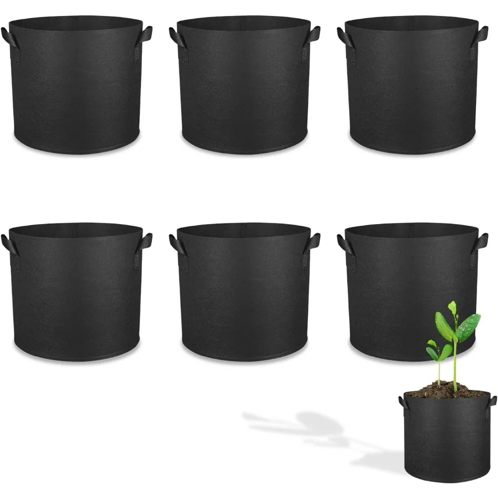 6-piece Set of 3 Gallon 11 Liter Non-woven Fabric Pots with Handles for Planting Tomatoes, Potatoes, and Vegetables