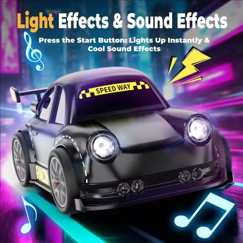 1:64 2.4G RC Mini Auto a Induzione con Sensore di Luce e Musica-Telecomando Multifunzionale da Corsa All'aperto Divertimento Auto Giocattoli