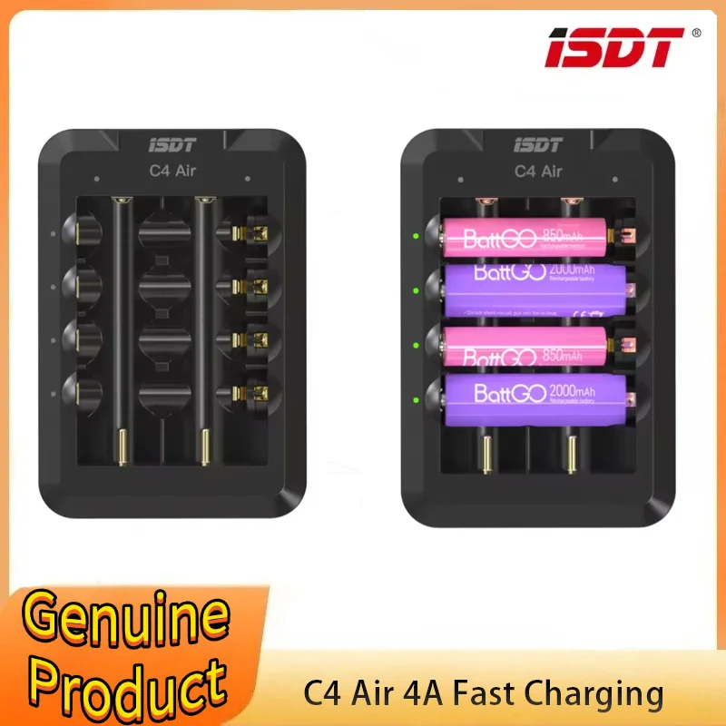 

ISDT C4 Air 4A 6 Slots USB Type-C input Smart Charger with APP Connection for RC AA AAA Li-ion Rechargeable Battery
