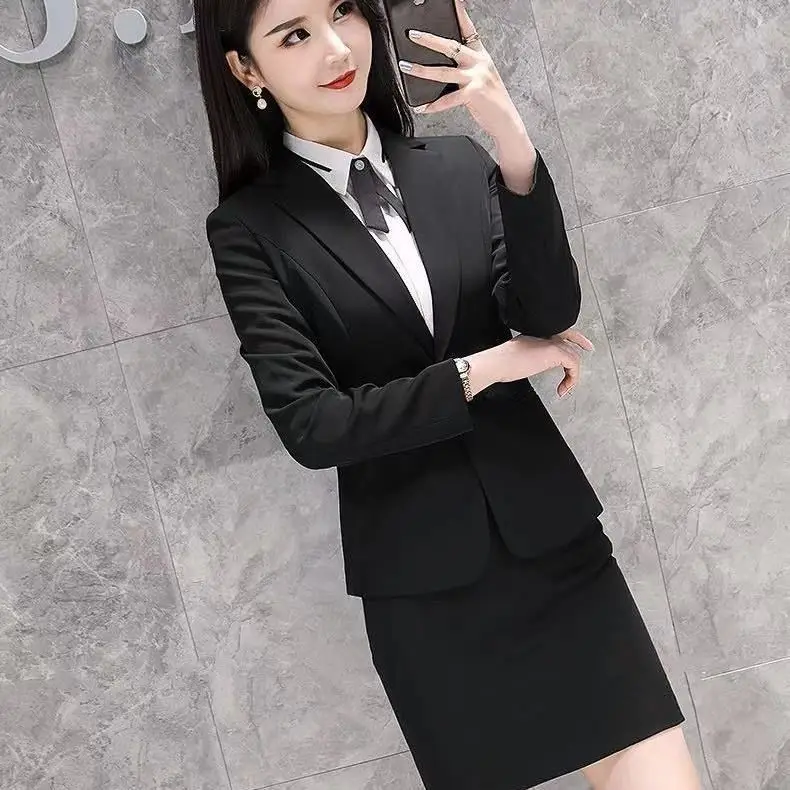 طقم بدلة Ele الاحترافي للنساء، ملابس مقابلة High Faion Ladylike OL Sle، ملابس عمل بوليستر عالي الجودة