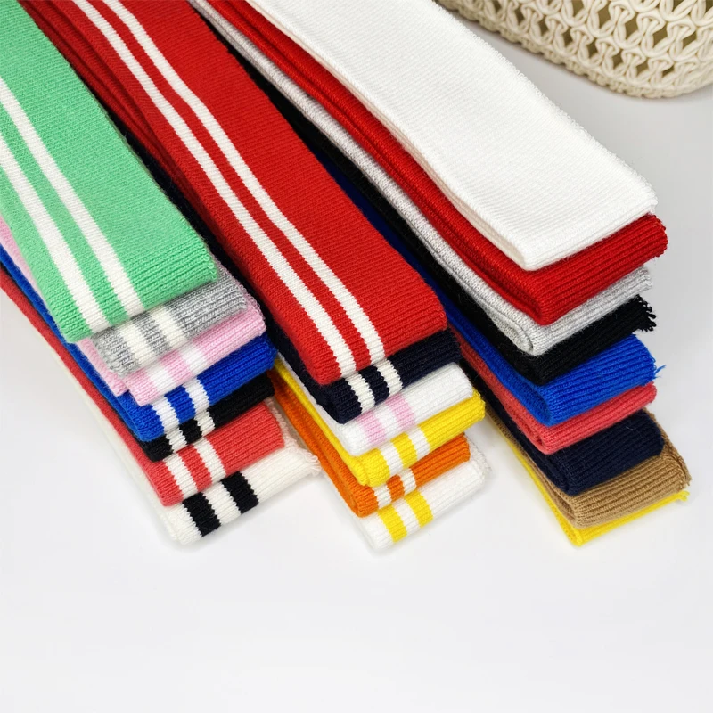 80cm long cotton stretch plain knit rib trim fabric, suitable for DIY cuffs round neck V-neck T-shirt baseball jacket