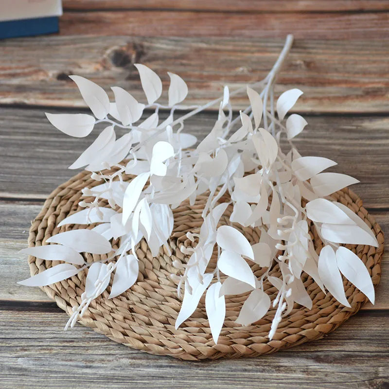High-End Aartificial Willow Flower Bouquet, Silk False Leaves, DIY Home Decoration, Christmas, Wedding, Jungle Party - Image 3