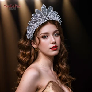 YouLaPan Bride Crown Headband Shiny Rhinestone Leaf Shape Wedding Crown Hair Hoop Ornamens Princess Party Hair Accessories HP687