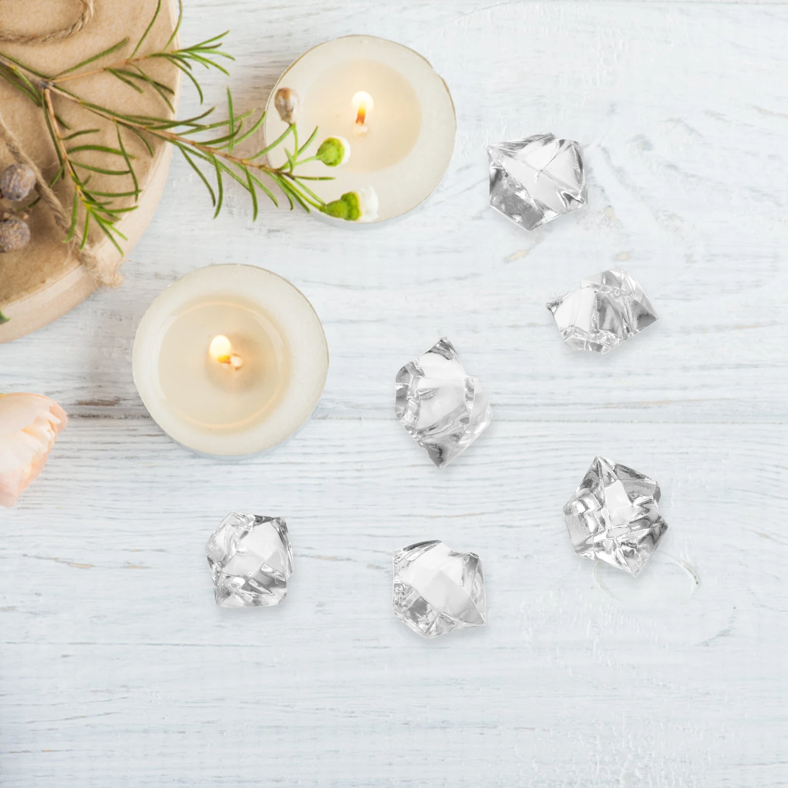 

600Pcs Fake Crushed Ice Rocks Acrylic Clear Ice Cubes Decorative Vase Fillers Home Decoration Fake Diamond