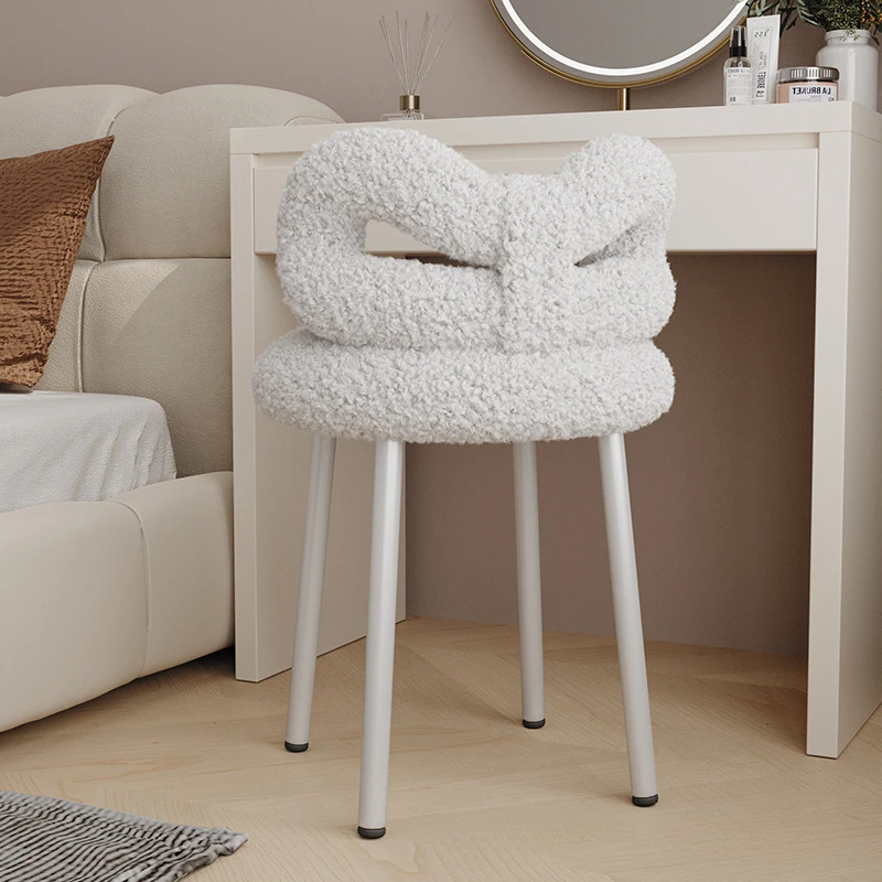 Lamb Velvet Makeup Chair Bedroom Home Dressing Table Chair Butterfly Backrest Stool Modern Simple Manicure Chair Ins Style