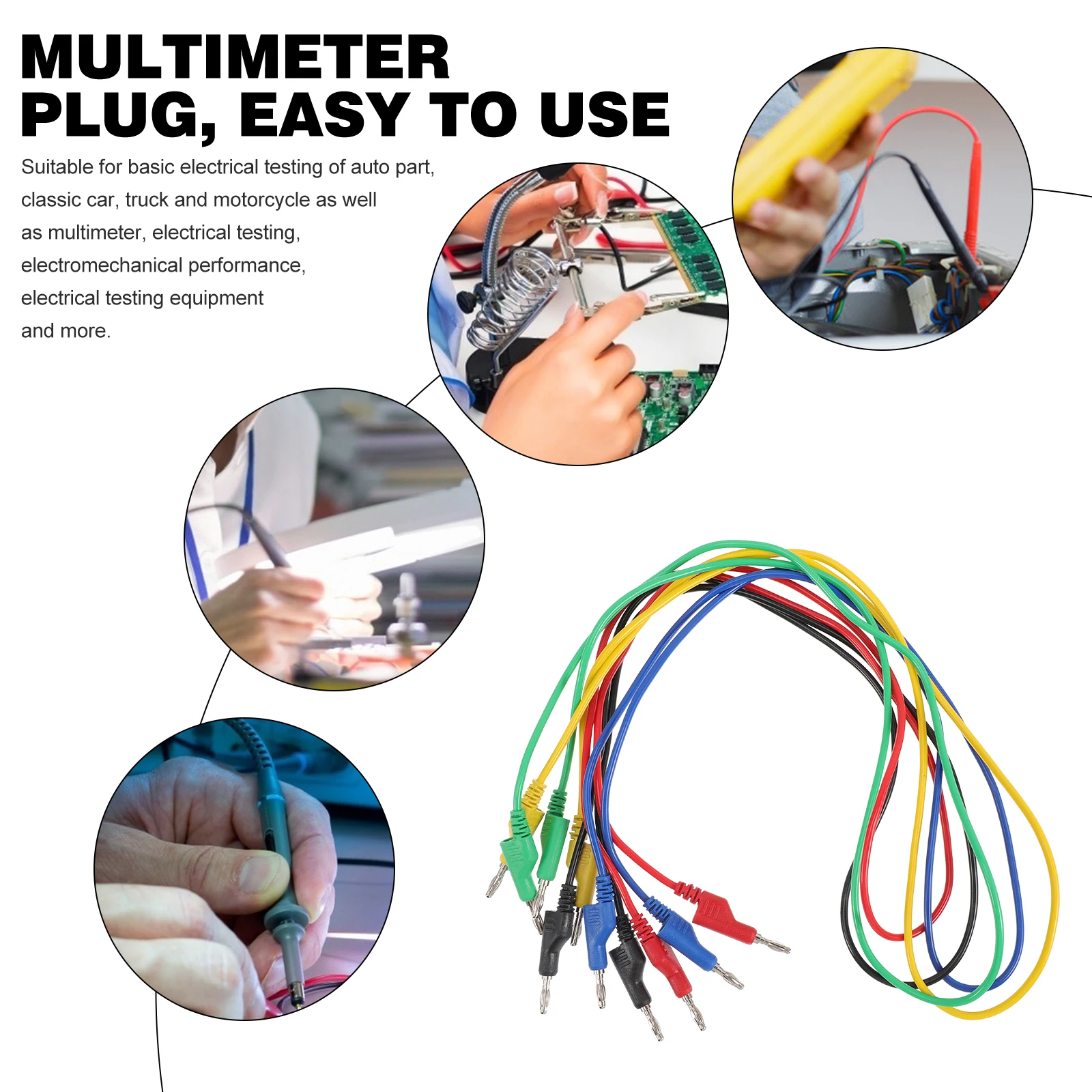 

5pcs 4mm Copper Banana Plug to Alligator Clip Wire Voltage Test Leads Multimeter Cable Accessories Insulated Plastic Cover