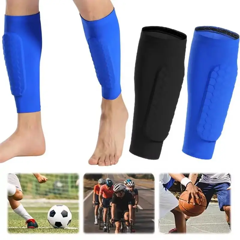 Shin Splints Soccer Sleeve with Honeycomb Padding, Ski Leggings for Calf Protection, Trail Run Guard Football Socks